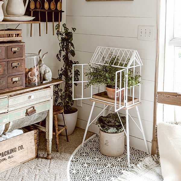 Greenhouse Inspired Outdoor Plant Stand