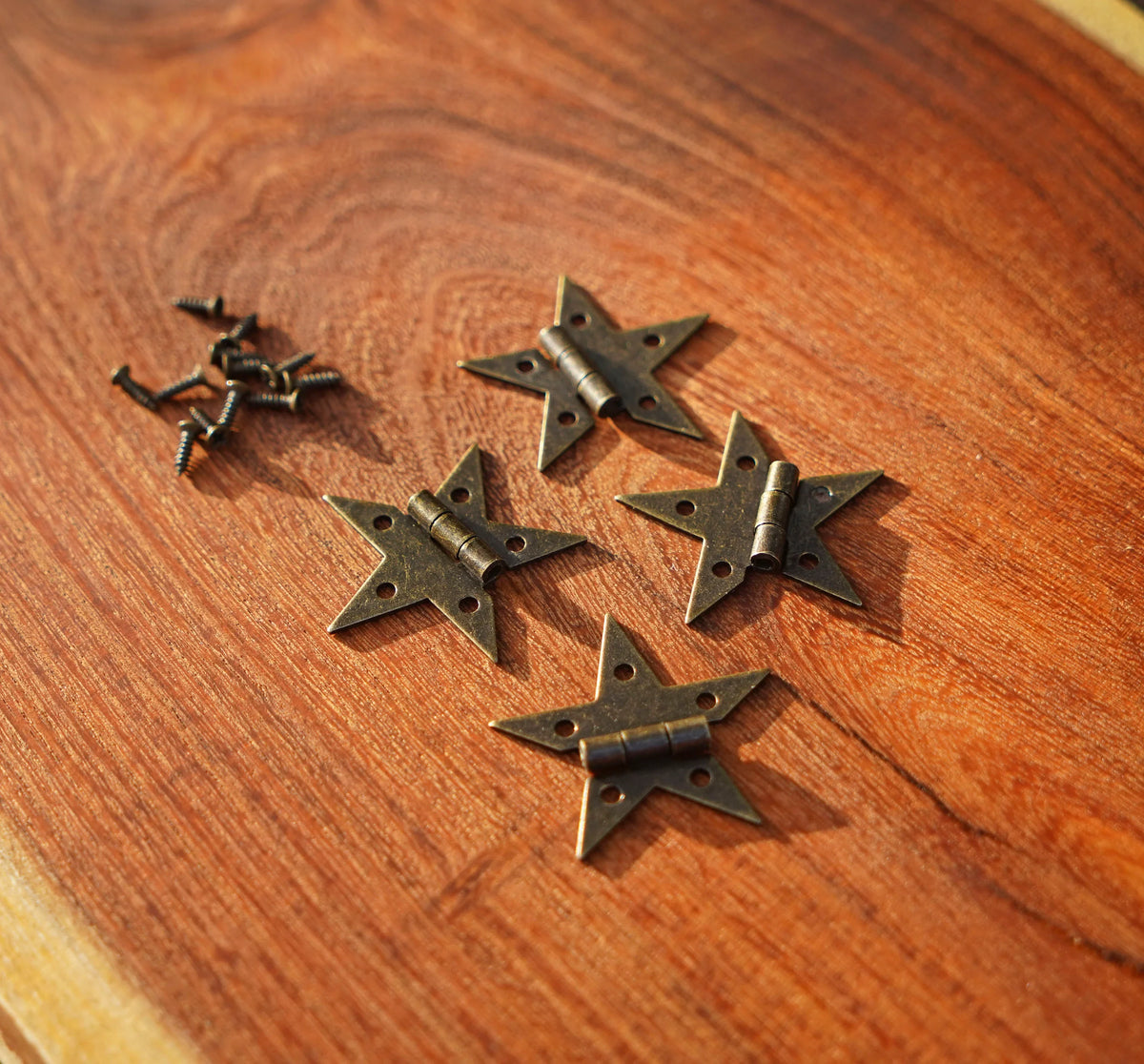 Small Steel Star Hinge with Bronze Finish - Set of 2