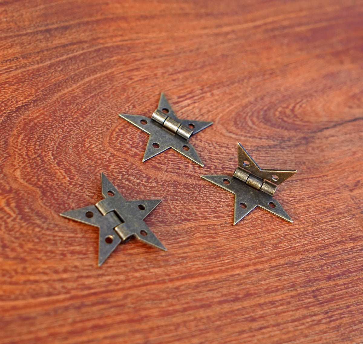 Small Steel Star Hinge with Bronze Finish - Set of 2