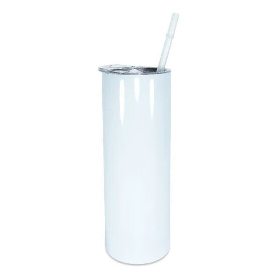 30oz Blank White Stainless Straight Sublimation Tumbler kit W/Straw