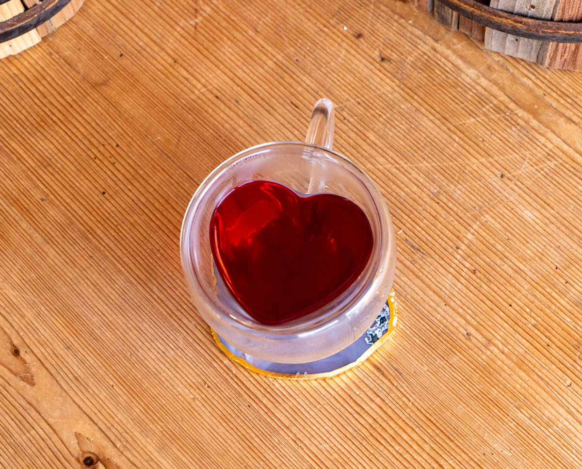 Clear Glass Double Walled Mug With Inset Heart