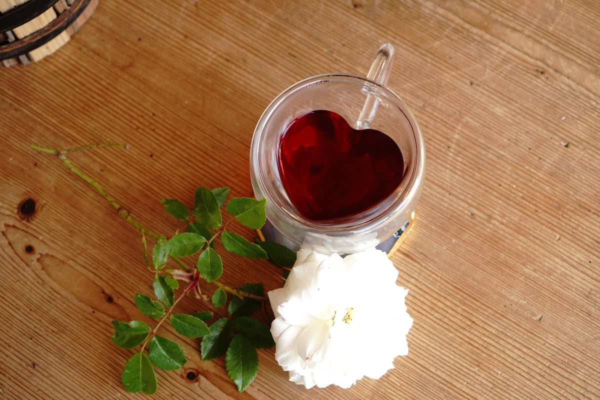 Clear Glass Double Walled Mug With Inset Heart