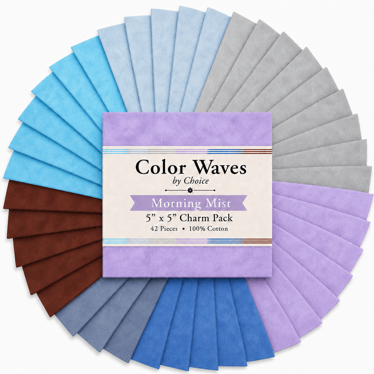 Color Waves Morning Mist 5"x5" Charm Pack - 42 Squares