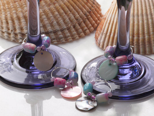 Pastel Shell Wine Glass Charm Set