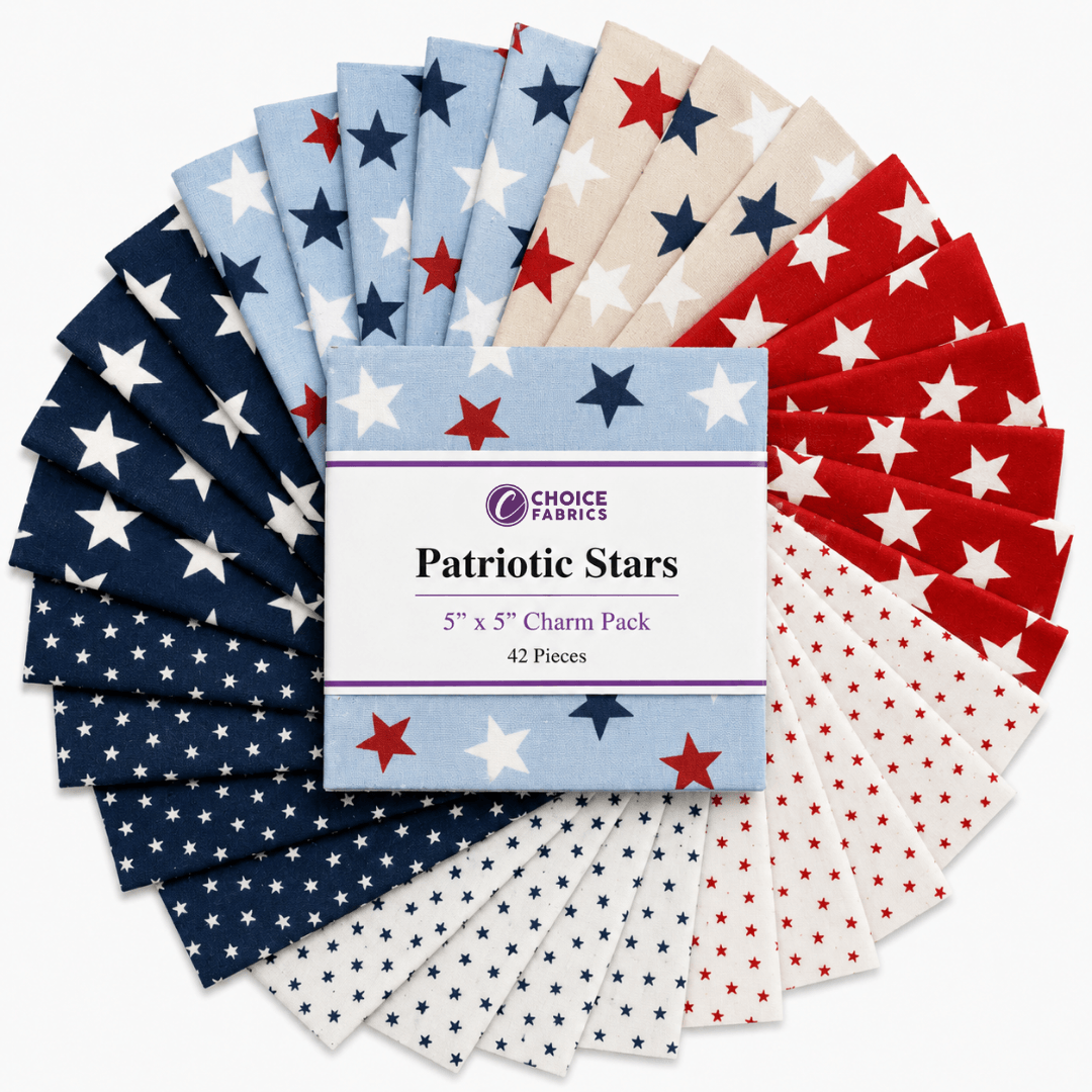 Patriotic Stars - 5"x5" Charm Pack (42 Squares)