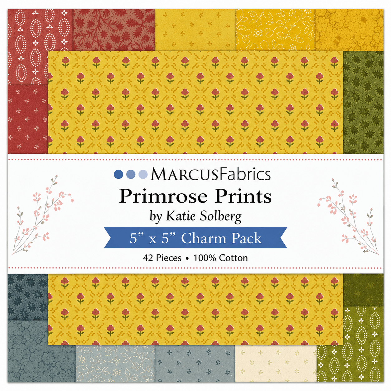 Primrose Prints by Marcus Fabrics - 5"x5" Charm Pack (42 Squares)